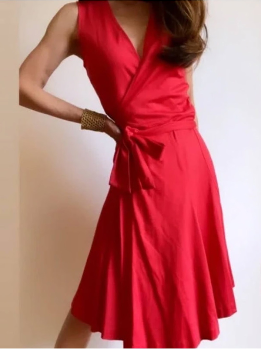 NWT DVF Red Wrap Dress silk & cotton size M